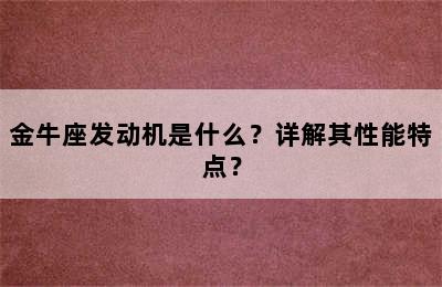金牛座发动机是什么？详解其性能特点？