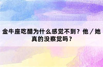 金牛座吃醋为什么感觉不到？他／她真的没察觉吗？