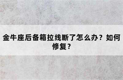 金牛座后备箱拉线断了怎么办？如何修复？
