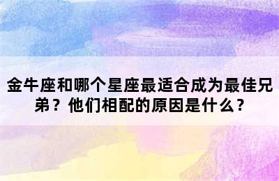 金牛座和哪个星座最适合成为最佳兄弟？他们相配的原因是什么？