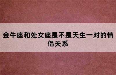 金牛座和处女座是不是天生一对的情侣关系