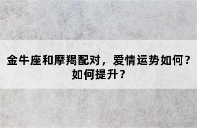 金牛座和摩羯配对，爱情运势如何？如何提升？