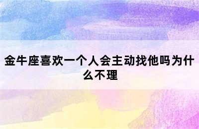 金牛座喜欢一个人会主动找他吗为什么不理