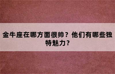 金牛座在哪方面很帅？他们有哪些独特魅力？