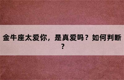 金牛座太爱你，是真爱吗？如何判断？