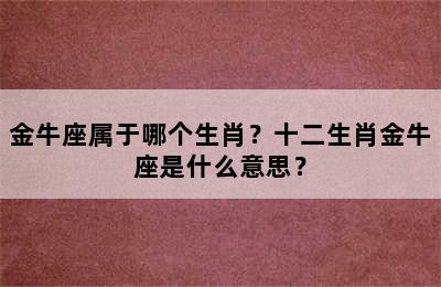 金牛座属于哪个生肖？十二生肖金牛座是什么意思？