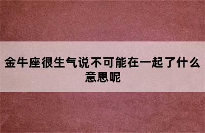 金牛座很生气说不可能在一起了什么意思呢