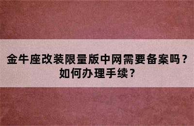 金牛座改装限量版中网需要备案吗？如何办理手续？