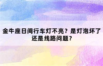 金牛座日间行车灯不亮？是灯泡坏了还是线路问题？