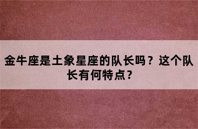 金牛座是土象星座的队长吗？这个队长有何特点？
