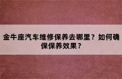 金牛座汽车维修保养去哪里？如何确保保养效果？