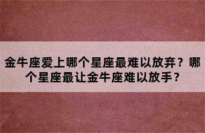 金牛座爱上哪个星座最难以放弃？哪个星座最让金牛座难以放手？