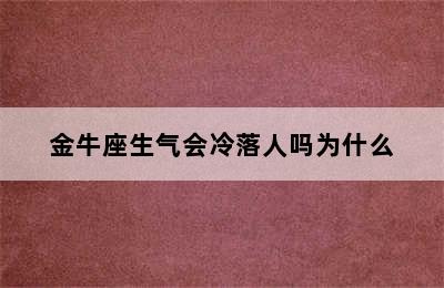 金牛座生气会冷落人吗为什么