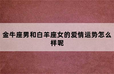 金牛座男和白羊座女的爱情运势怎么样呢