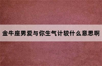 金牛座男爱与你生气计较什么意思啊