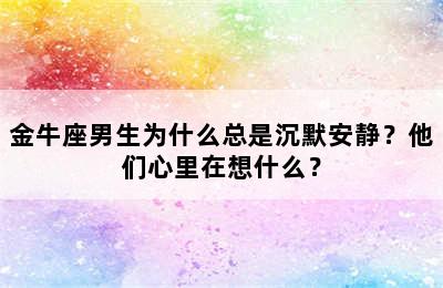 金牛座男生为什么总是沉默安静？他们心里在想什么？