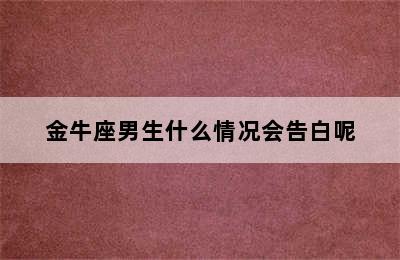 金牛座男生什么情况会告白呢