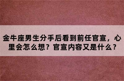金牛座男生分手后看到前任官宣，心里会怎么想？官宣内容又是什么？
