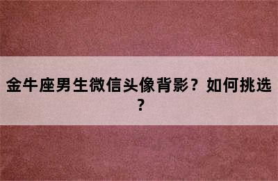金牛座男生微信头像背影？如何挑选？