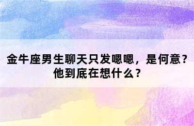 金牛座男生聊天只发嗯嗯，是何意？他到底在想什么？