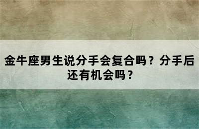 金牛座男生说分手会复合吗？分手后还有机会吗？