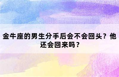 金牛座的男生分手后会不会回头？他还会回来吗？