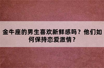 金牛座的男生喜欢新鲜感吗？他们如何保持恋爱激情？