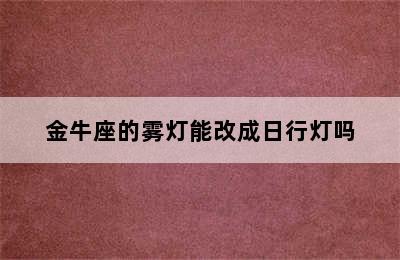 金牛座的雾灯能改成日行灯吗