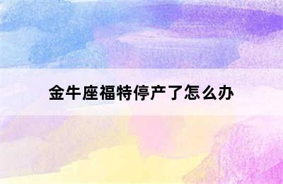 金牛座福特停产了怎么办