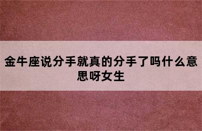 金牛座说分手就真的分手了吗什么意思呀女生