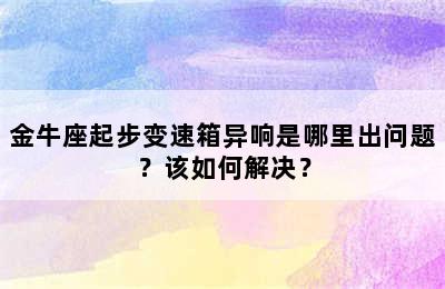 金牛座起步变速箱异响是哪里出问题？该如何解决？