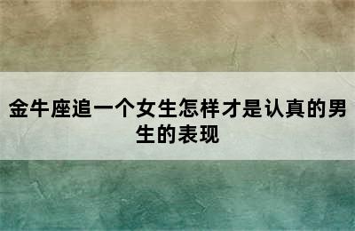 金牛座追一个女生怎样才是认真的男生的表现