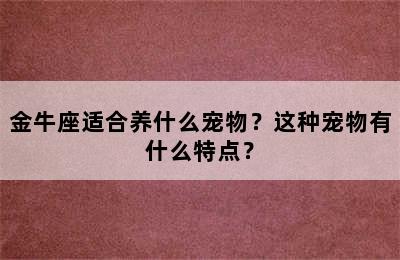 金牛座适合养什么宠物？这种宠物有什么特点？