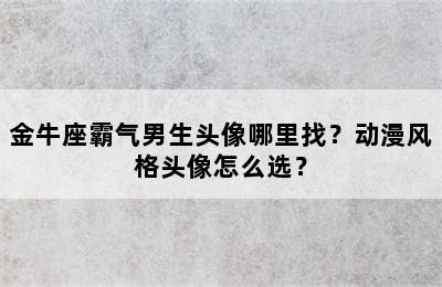 金牛座霸气男生头像哪里找？动漫风格头像怎么选？