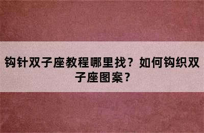 钩针双子座教程哪里找？如何钩织双子座图案？