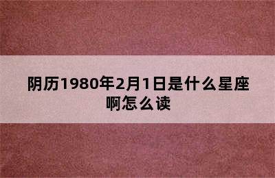 阴历1980年2月1日是什么星座啊怎么读