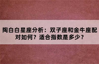 陶白白星座分析：双子座和金牛座配对如何？适合指数是多少？