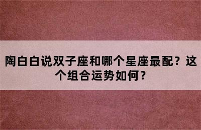 陶白白说双子座和哪个星座最配？这个组合运势如何？