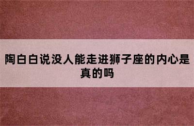 陶白白说没人能走进狮子座的内心是真的吗