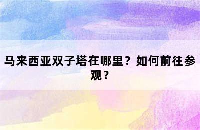 马来西亚双子塔在哪里？如何前往参观？