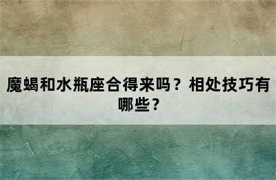 魔蝎和水瓶座合得来吗？相处技巧有哪些？