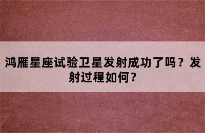 鸿雁星座试验卫星发射成功了吗？发射过程如何？